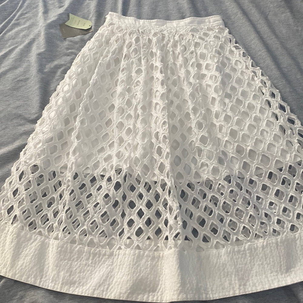 Anthropology Eyelet Lattice MIDI Skirt